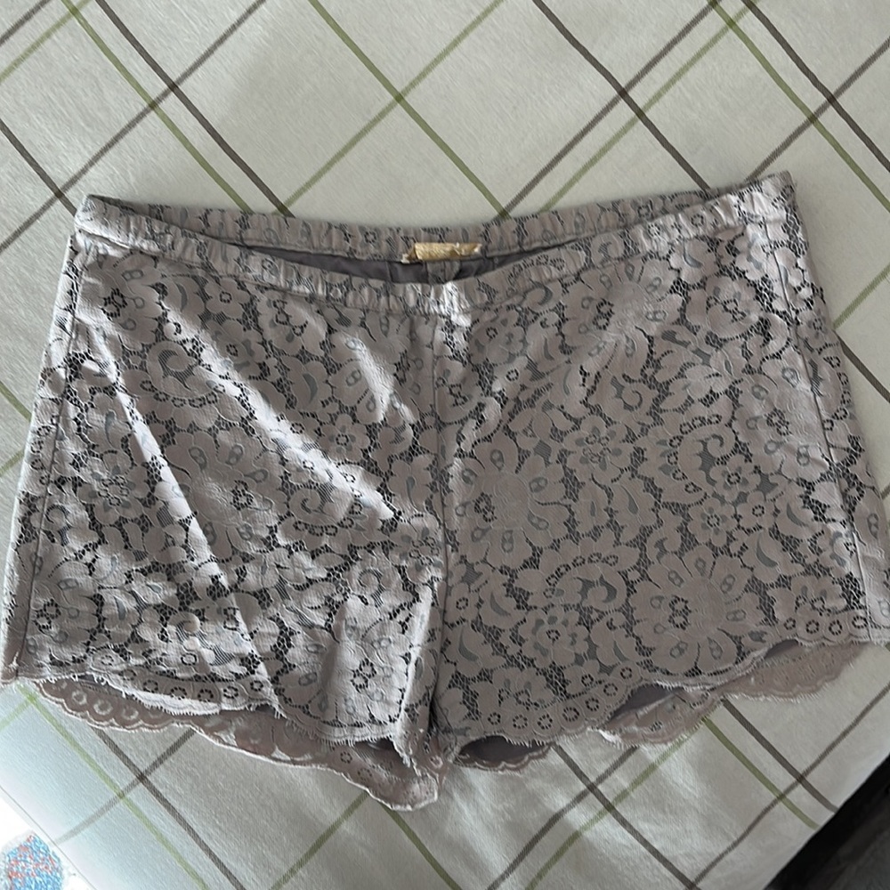 Size large floral lace evening shorts lined with satin